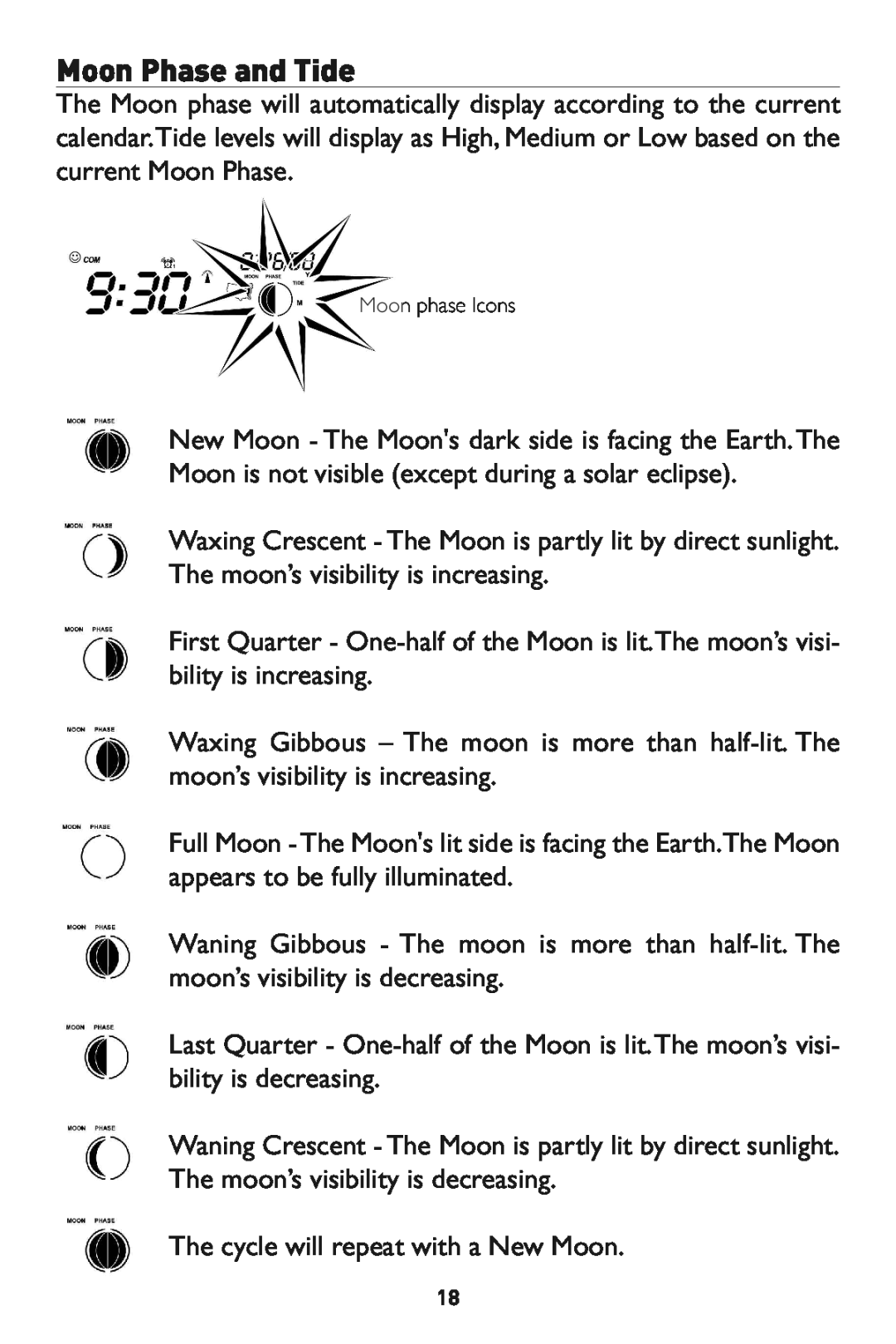 Taylor 1528 instruction manual The cycle will repeat with a New Moon 