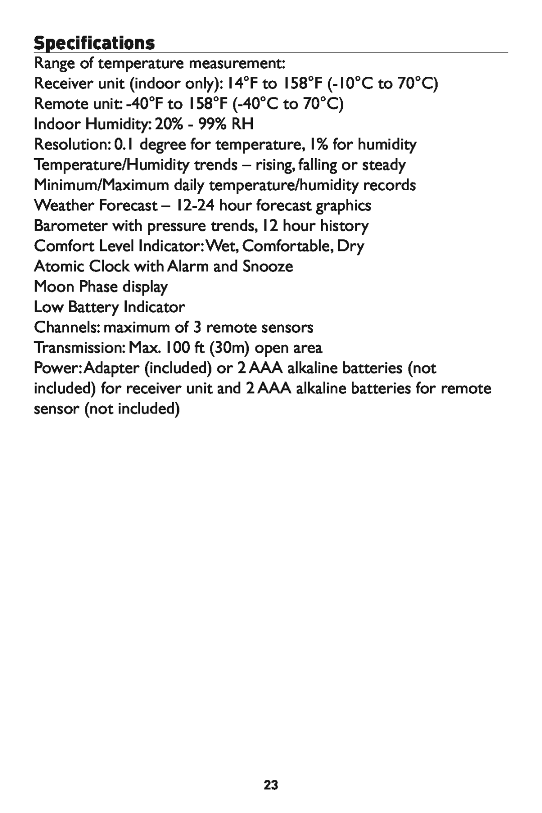 Taylor 1528 instruction manual Range of temperature measurement 