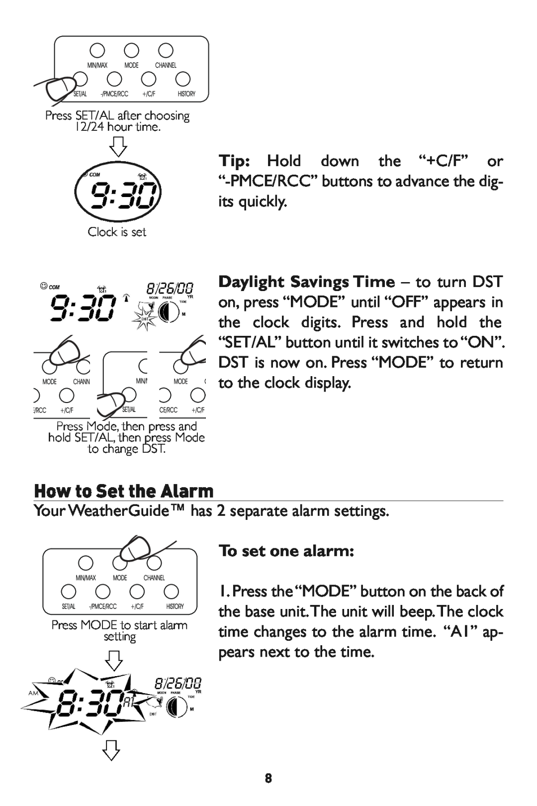 Taylor 1528 instruction manual Toset one alarm 