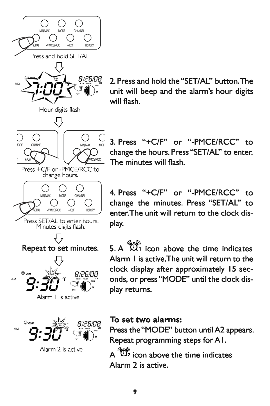 Taylor 1528 instruction manual Toset two alarms 