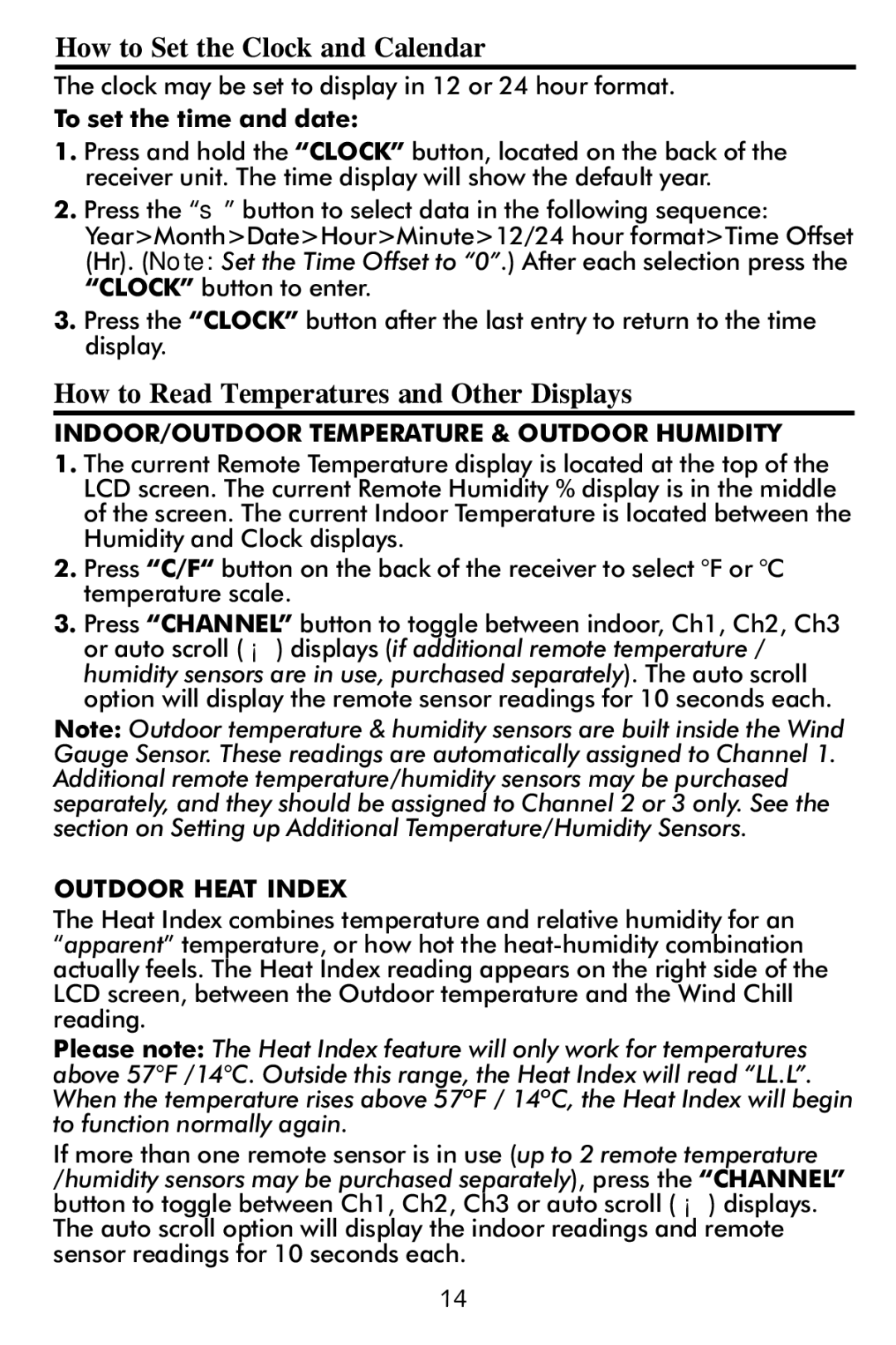 Taylor 2752 How to Set the Clock and Calendar, How to Read Temperatures and Other Displays, To set the time and date 