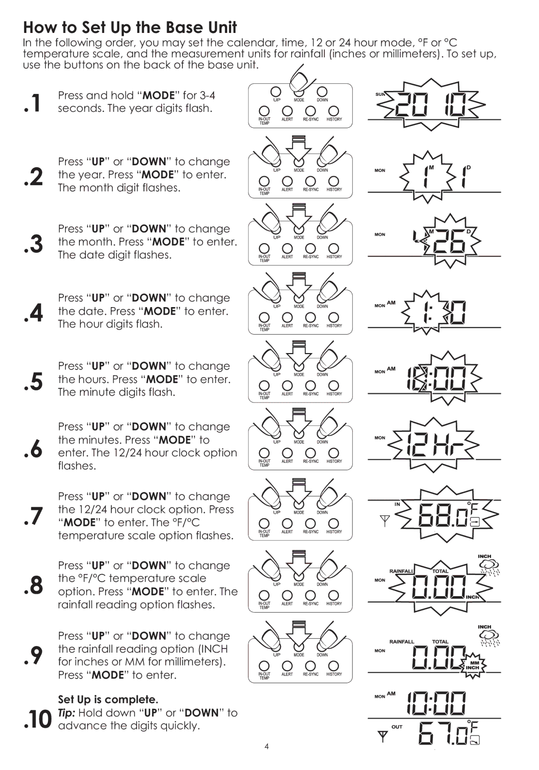 Taylor 2753 instruction manual How to Set Up the Base Unit, Set Up is complete 