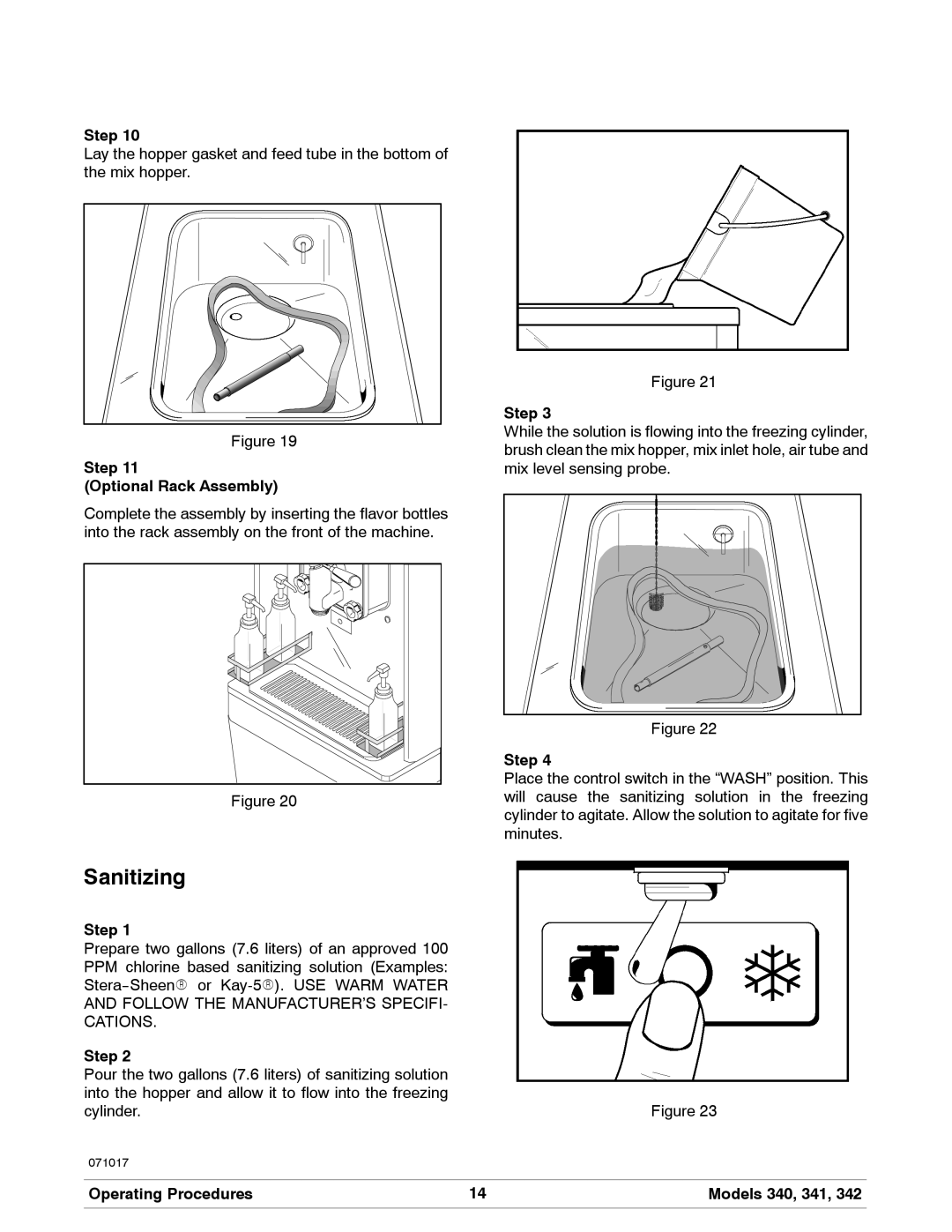 Taylor 340, 342, 341 manual Sanitizing, Step Optional Rack Assembly 