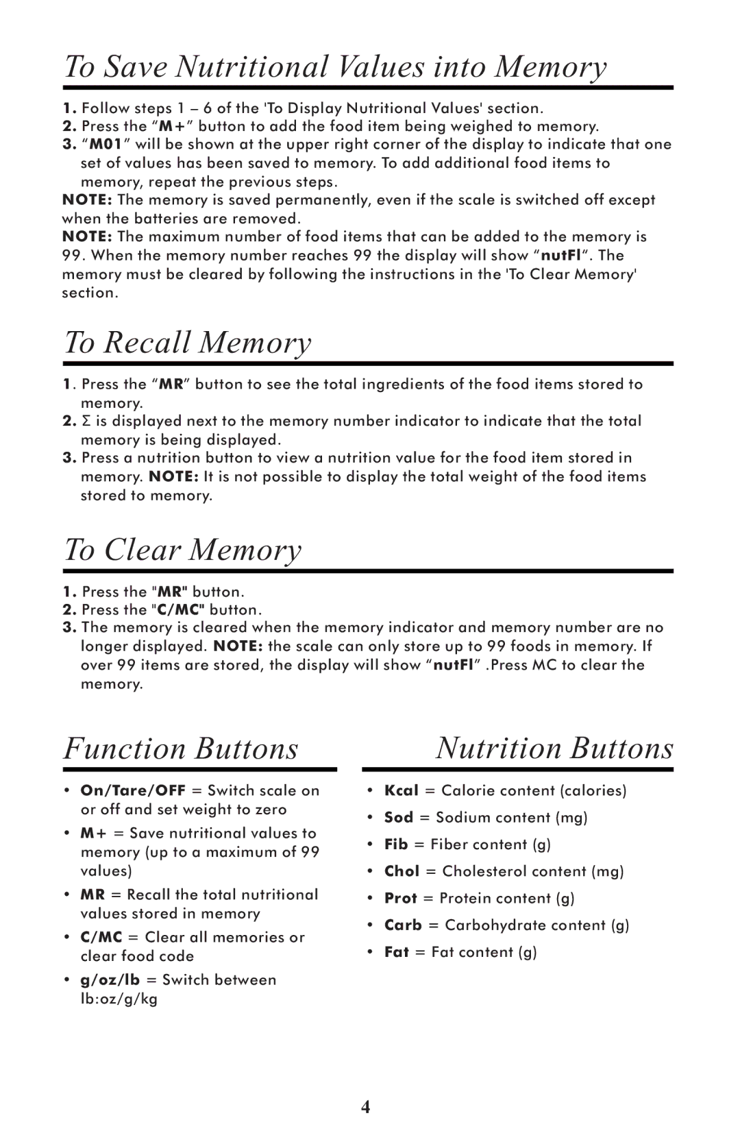 Taylor 3843 manual To Save Nutritional Values into Memory 