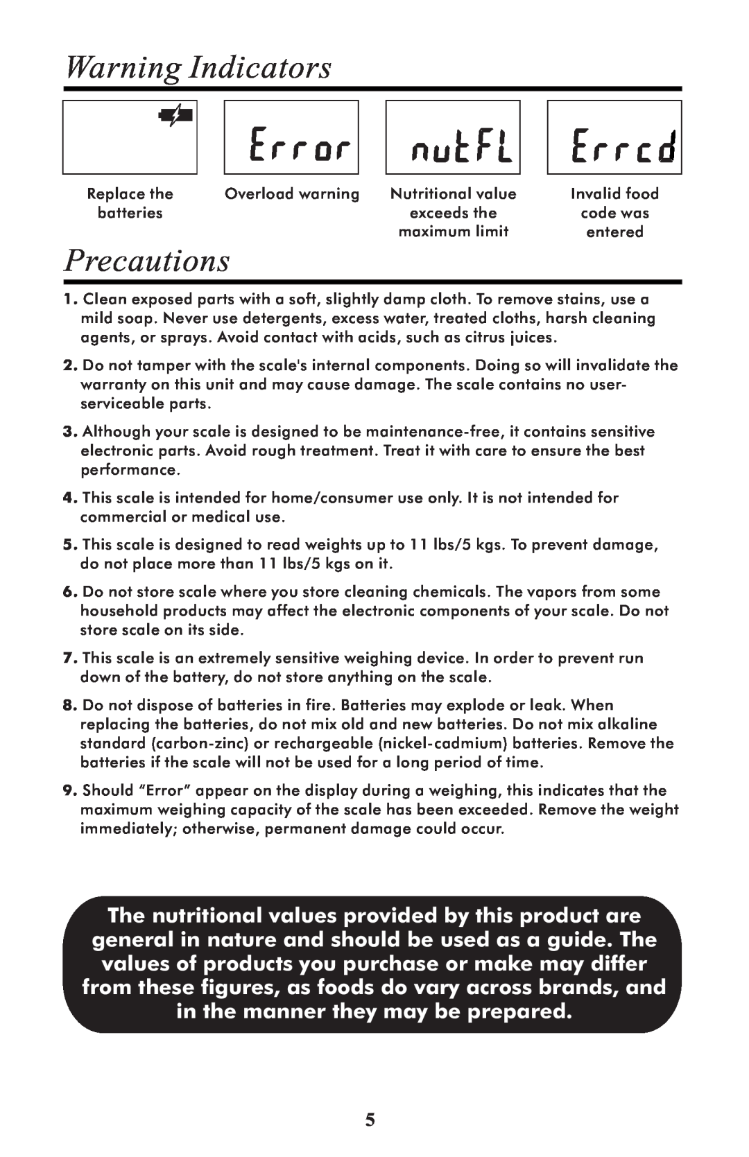 Taylor 3843 manual Warning Indicators, Precautions 