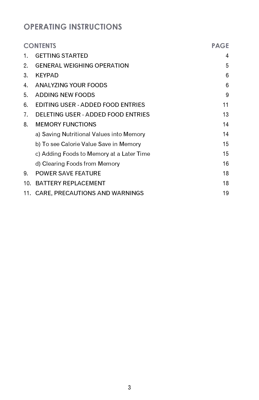 Taylor 3847BL instruction manual Operating Instructions, Contents 