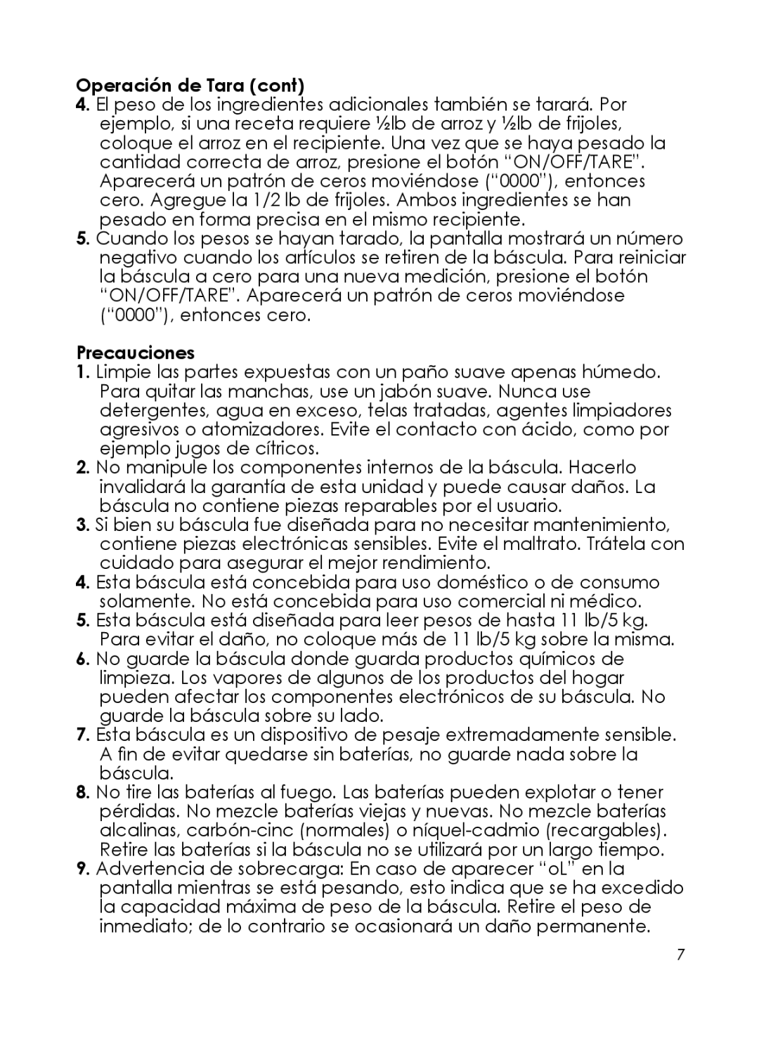 Taylor 3852 instruction manual Precauciones 