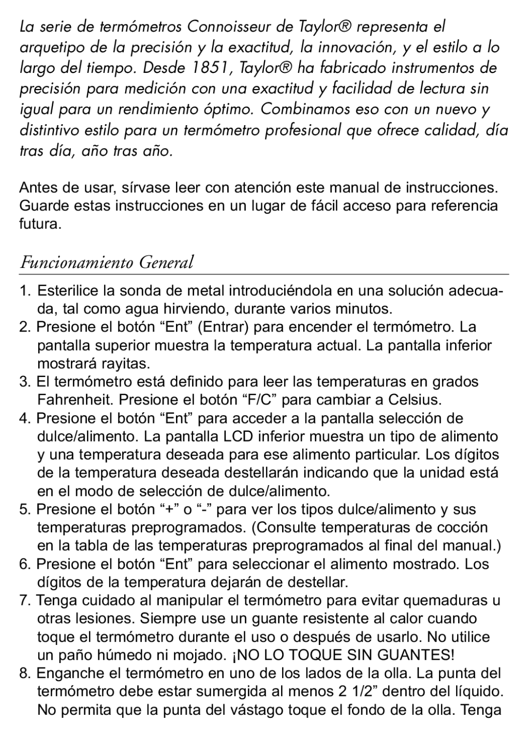 Taylor 519 instruction manual Funcionamiento General 