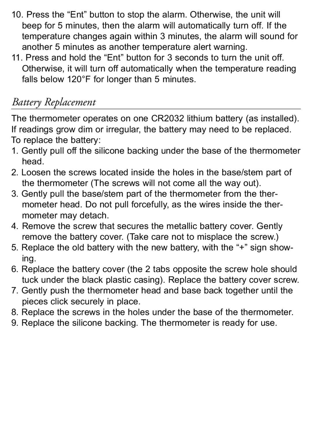 Taylor 519 instruction manual Battery Replacement 