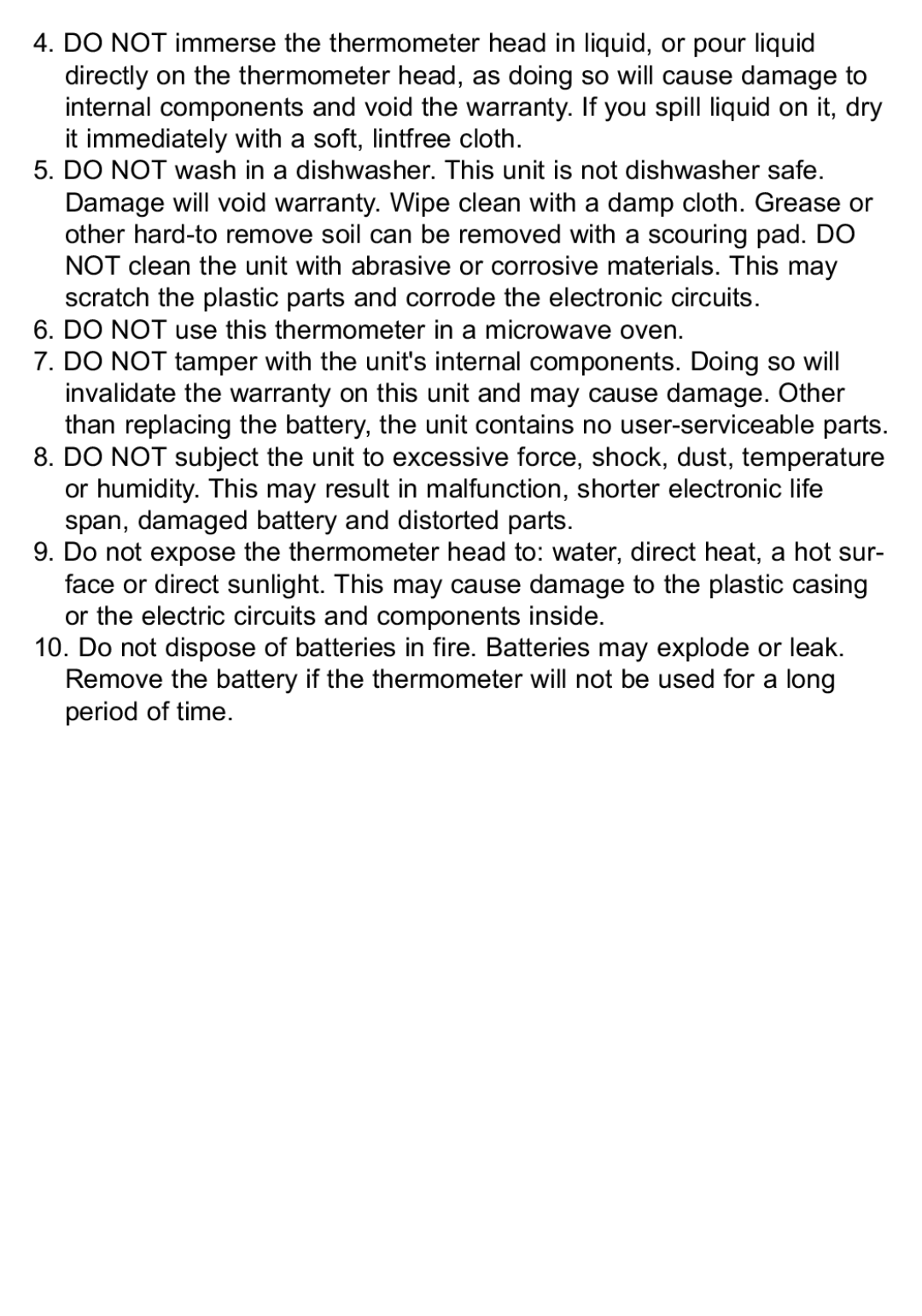 Taylor 519 instruction manual Do not use this thermometer in a microwave oven 