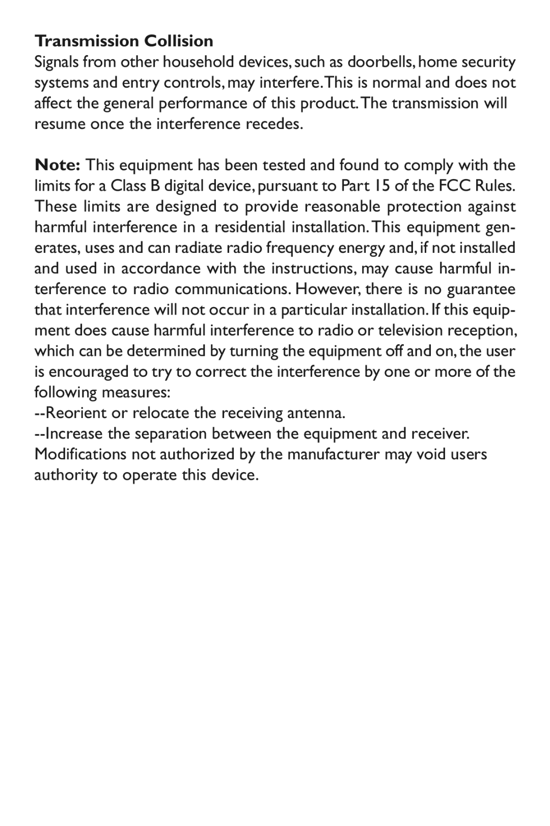 Taylor 1479-21, 532 instruction manual Transmission Collision 