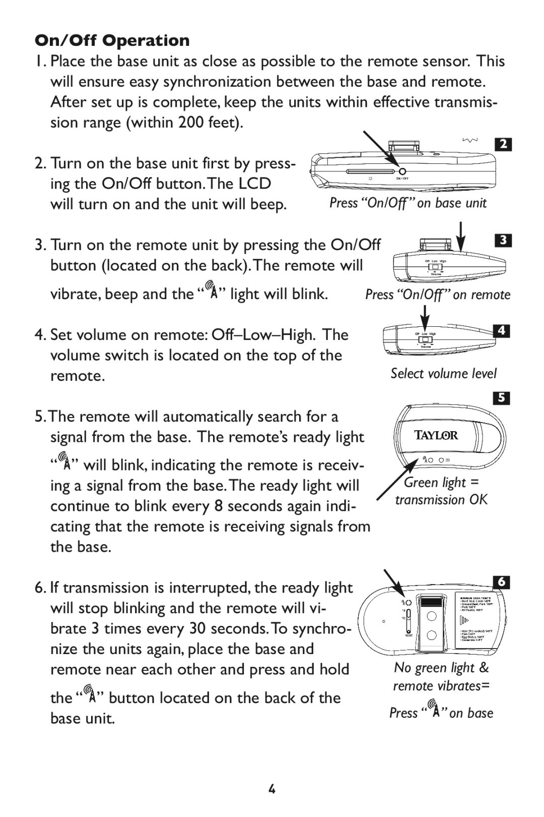 Taylor 532, 1479-21 instruction manual On/Off Operation 