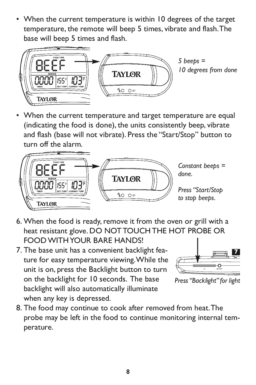 Taylor 532, 1479-21 instruction manual Perature.8 