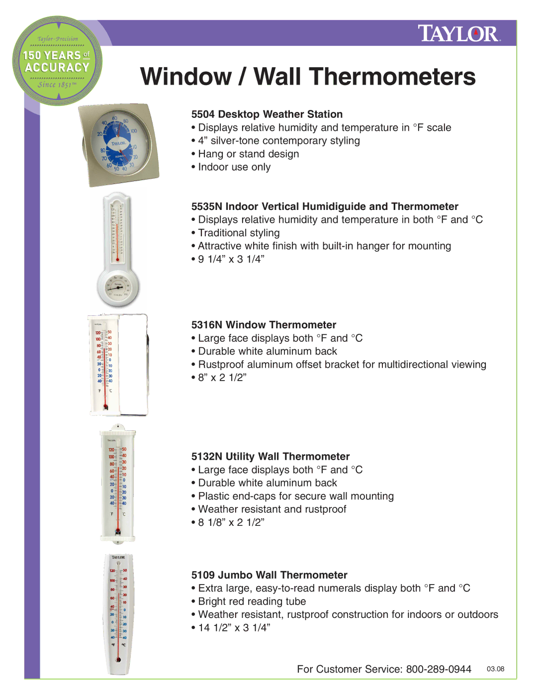 Taylor 5504 manual Desktop Weather Station, 5535N Indoor Vertical Humidiguide and Thermometer, 5316N Window Thermometer 