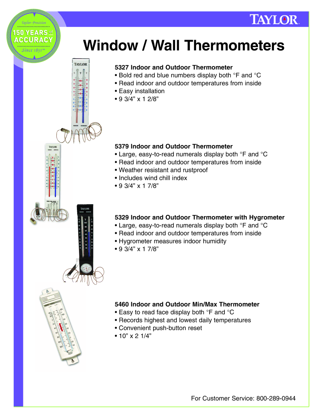 Taylor 5316N, 5535N, 5504, 5132N Indoor and Outdoor Thermometer with Hygrometer, Indoor and Outdoor Min/Max Thermometer 