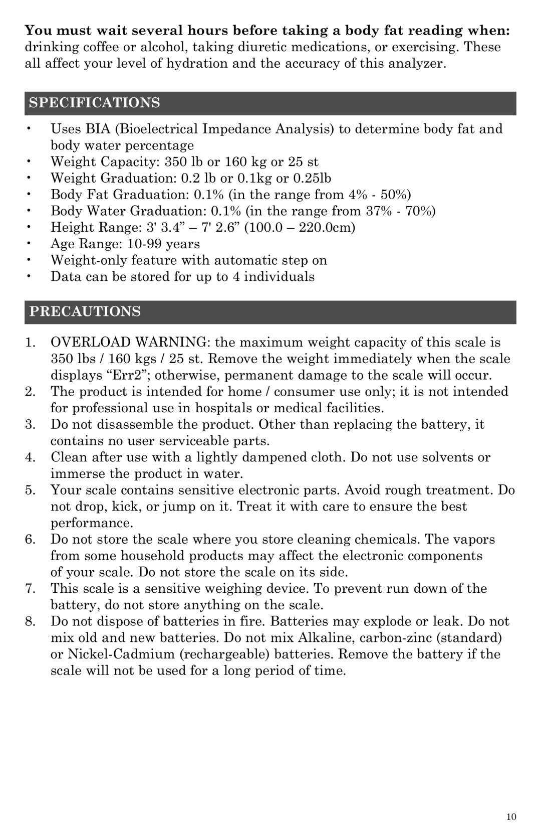 Taylor 5742 instruction manual Specifications, Precautions 