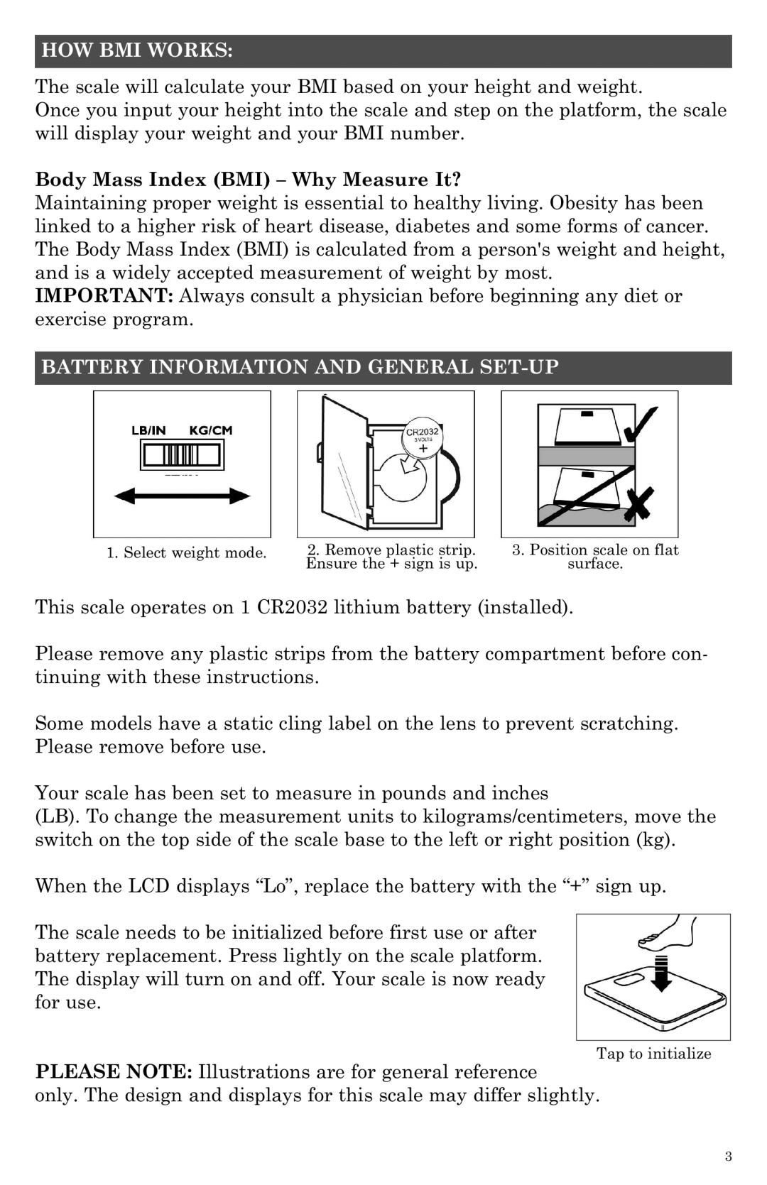 Taylor 7544BL instruction manual HOW BMI Works, Body Mass Index BMI Why Measure It?, Battery Information and General SET-UP 