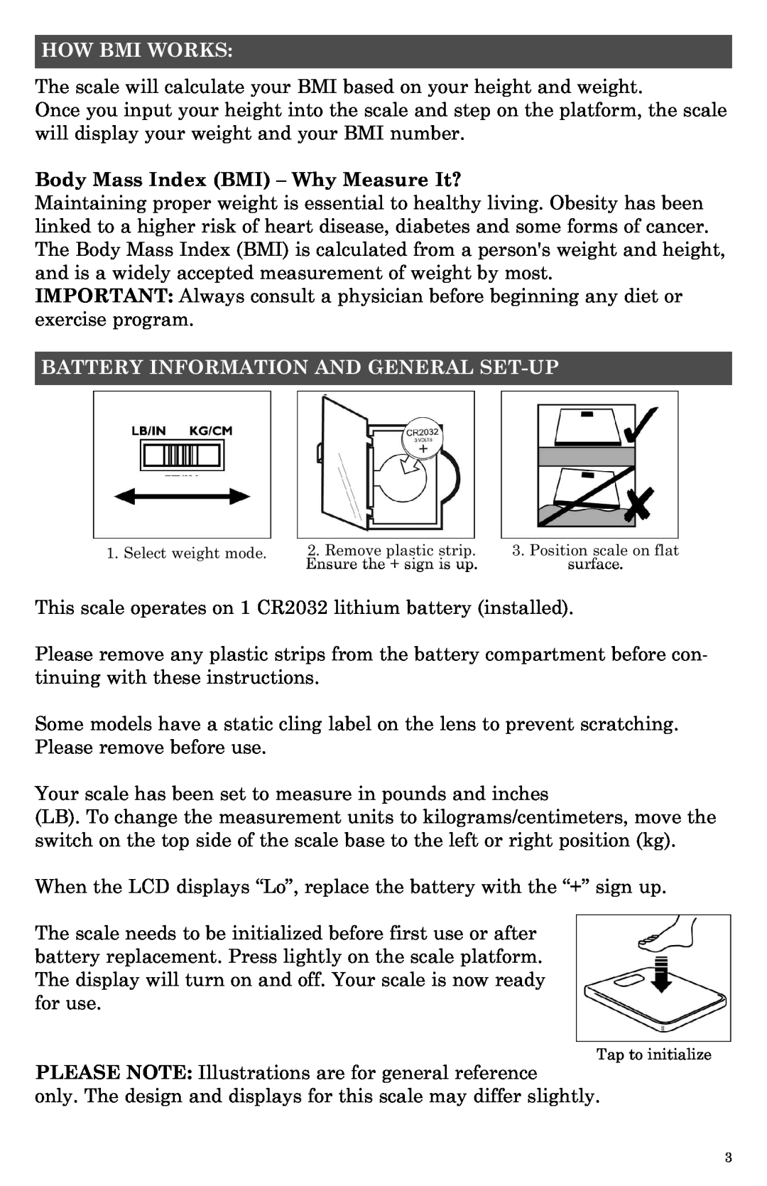 Taylor 7544BL How Bmi Works, Body Mass Index BMI - Why Measure It?, Battery Information And General Set-Up 