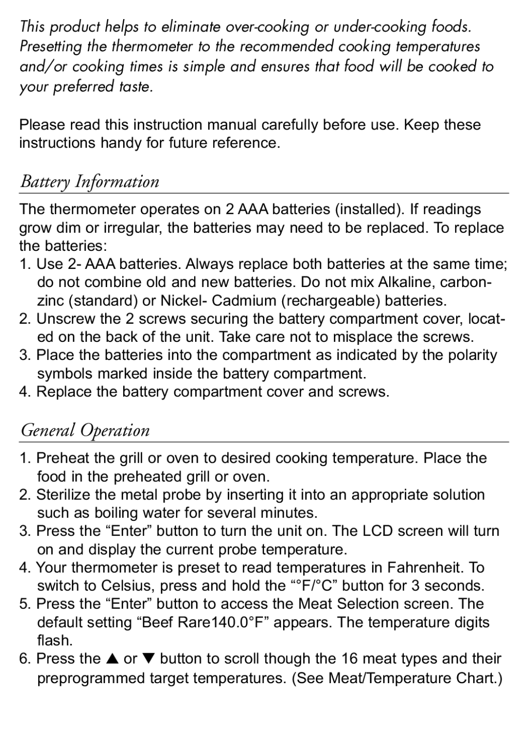 Taylor 816 instruction manual Battery Information, General Operation 