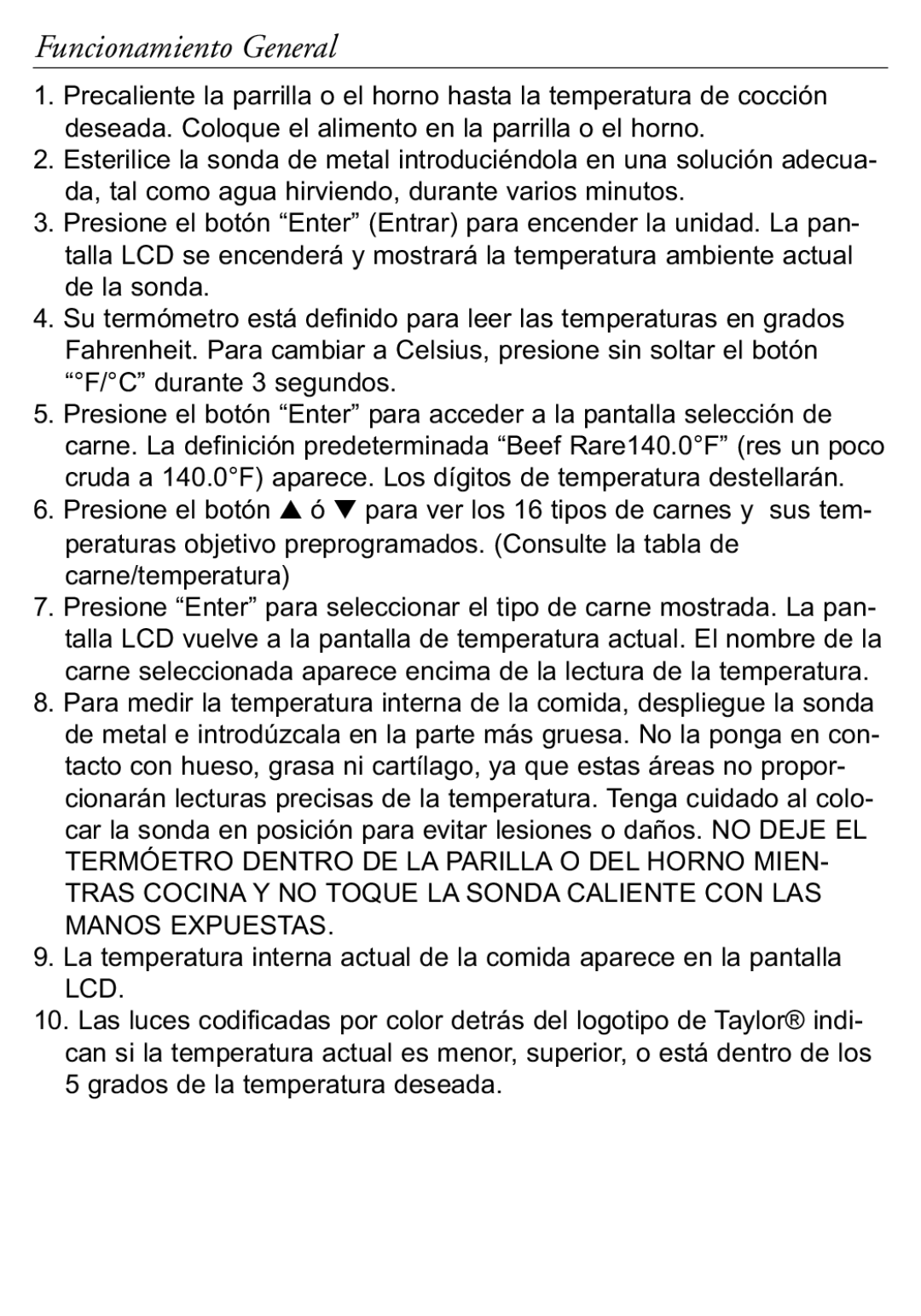 Taylor 816 instruction manual Funcionamiento General 