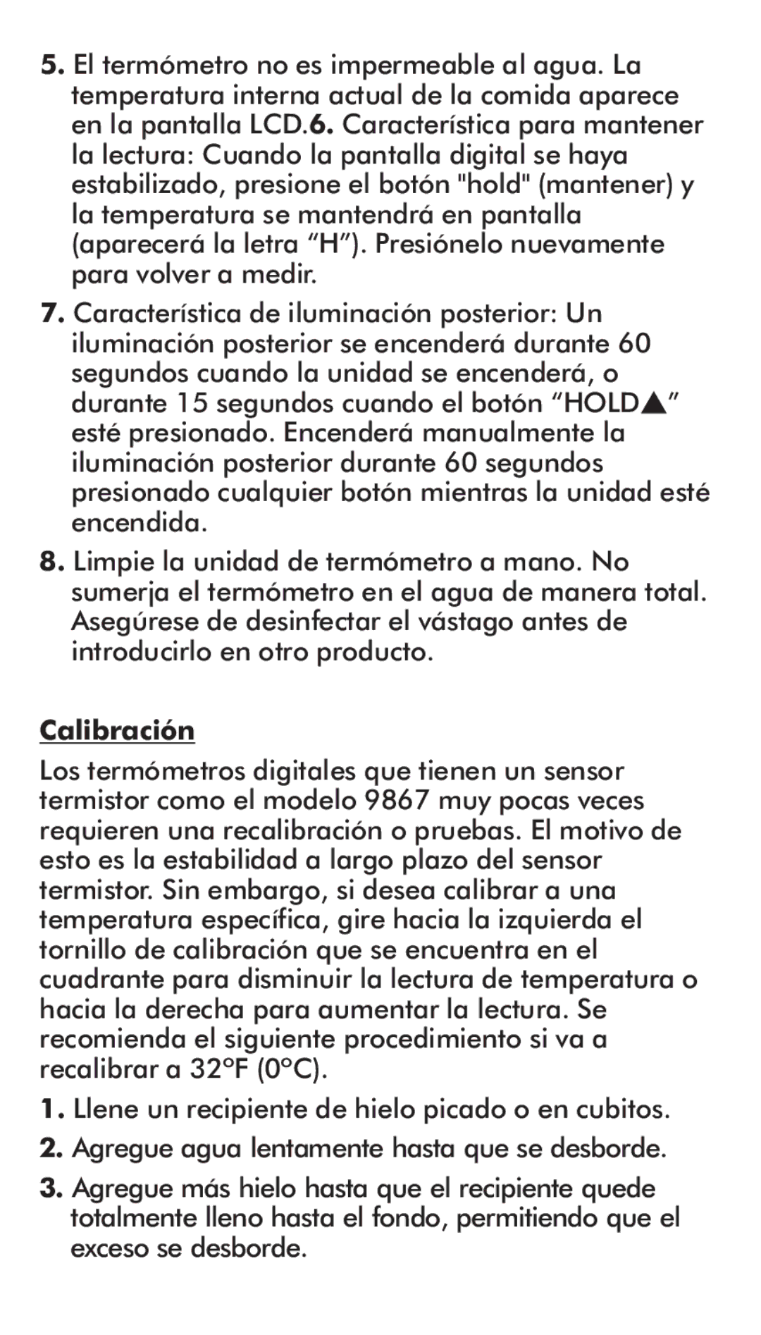 Taylor 9867FDA instruction manual Calibración 