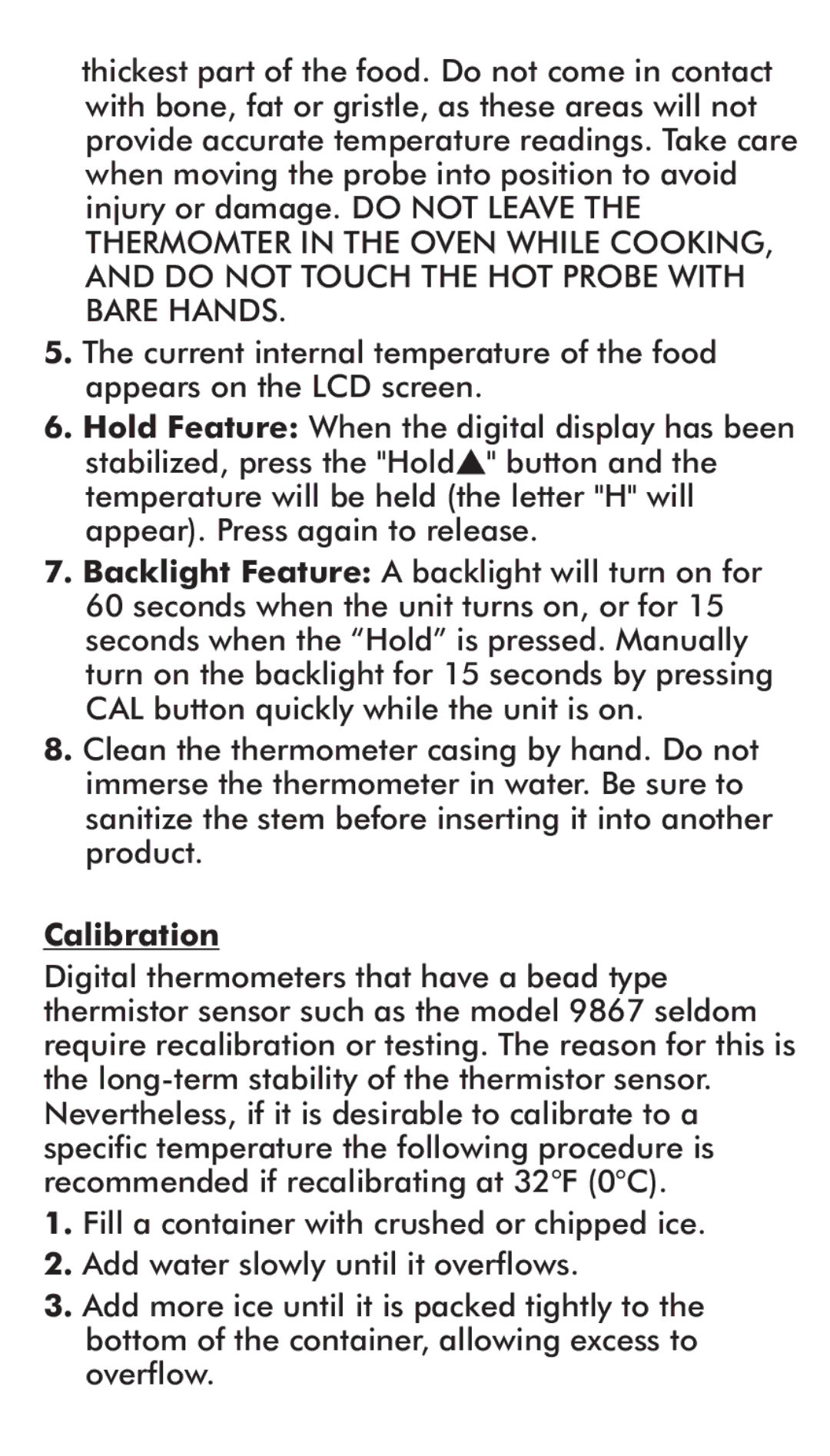 Taylor 9867FDA instruction manual Calibration 