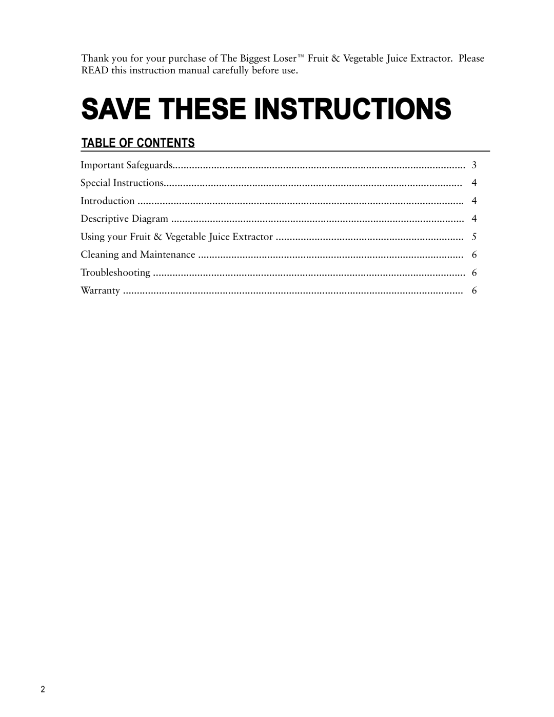 Taylor AJ-1450-BL Table Of Contents, Save These Instructions, Important Safeguards, Special Instructions, Introduction 