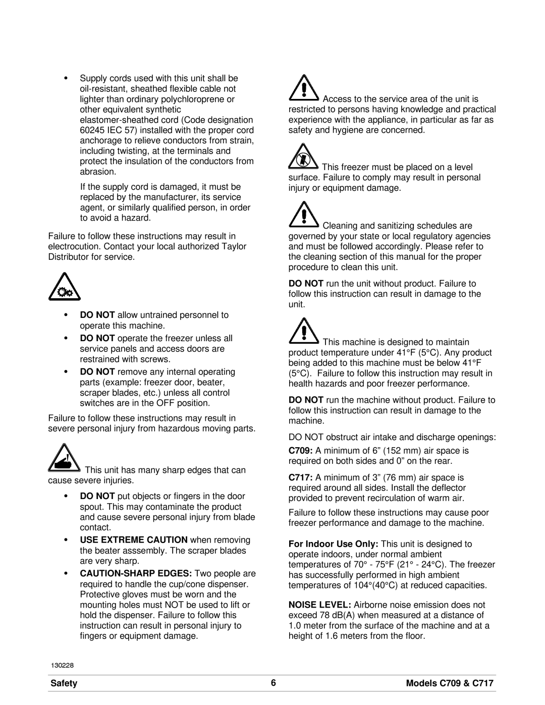 Taylor manual Safety Models C709 & C717 