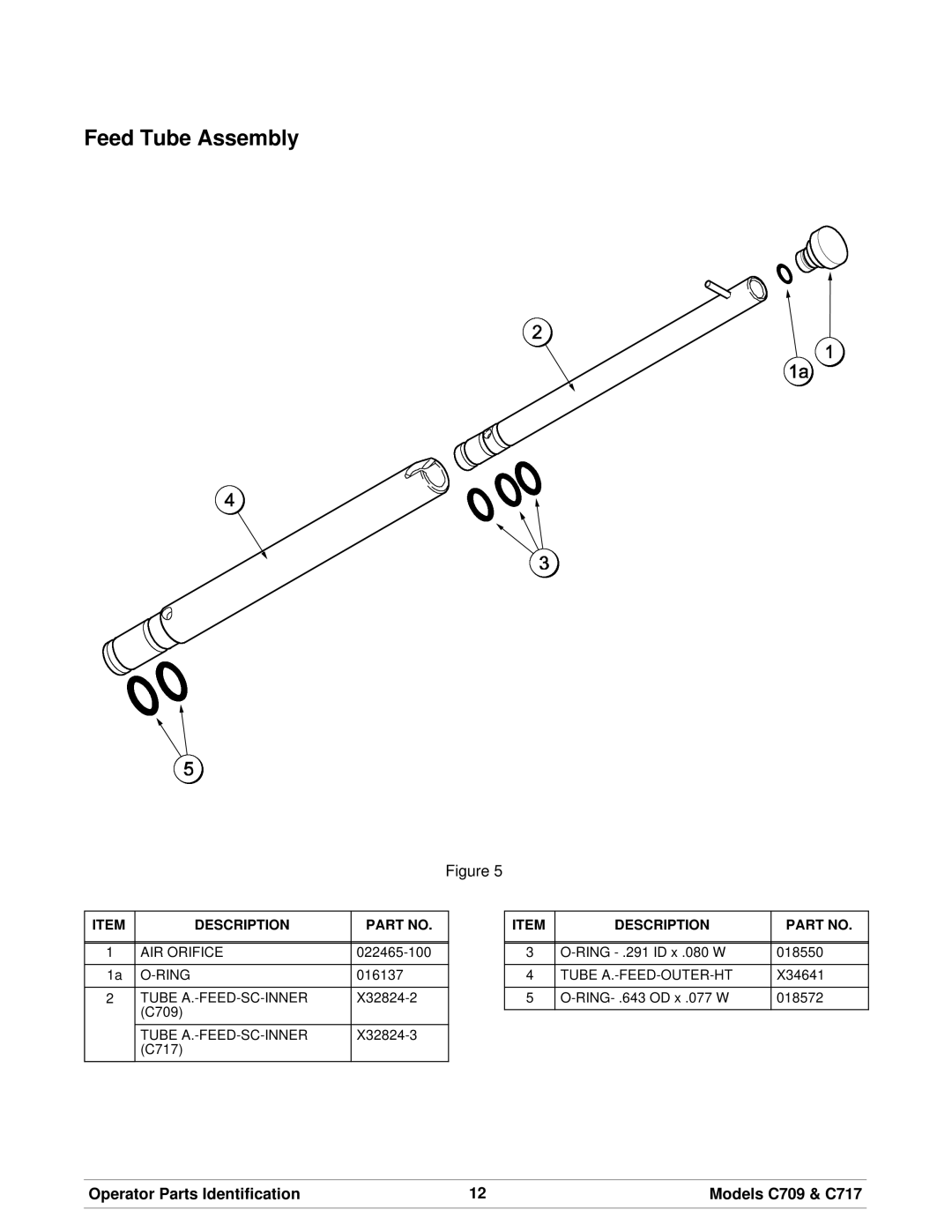 Taylor C709, C717 manual Feed Tube Assembly 