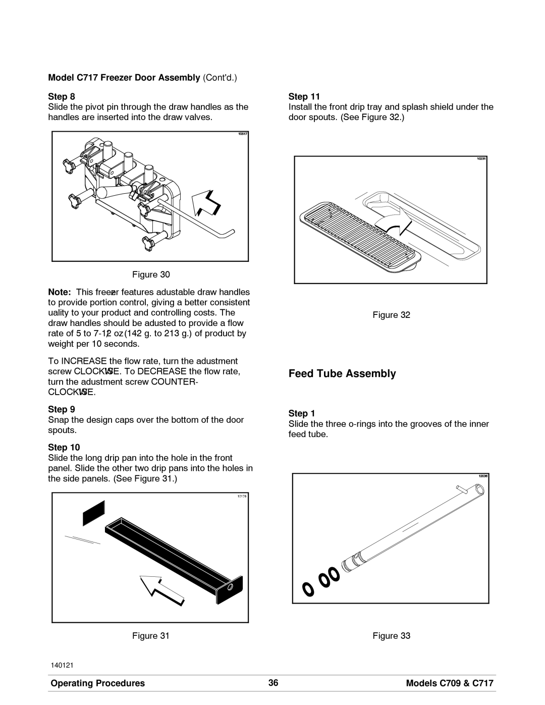 Taylor C709 manual Feed Tube Assembly, Model C717 Freezer Door Assembly Contd Step 