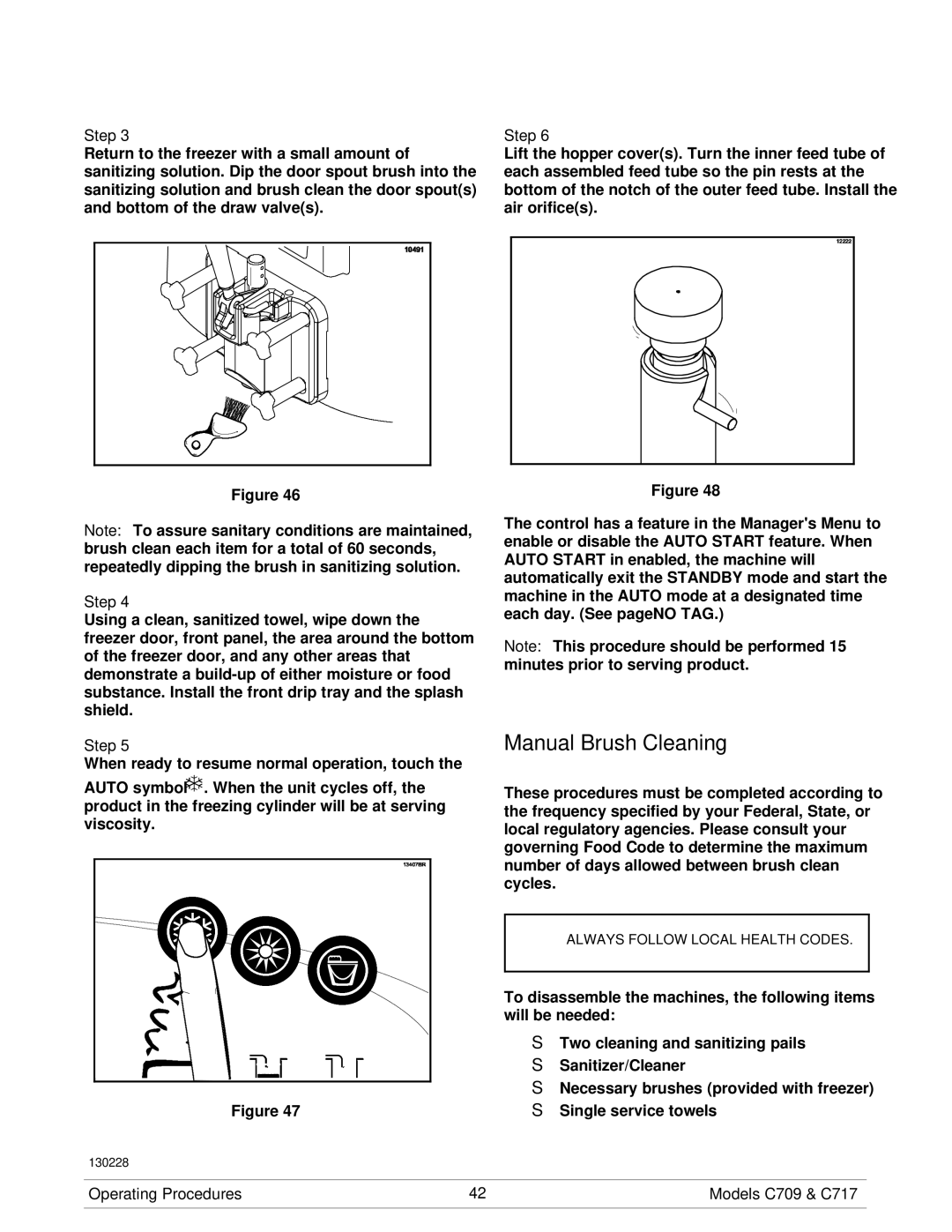 Taylor C709, C717 manual Manual Brush Cleaning 