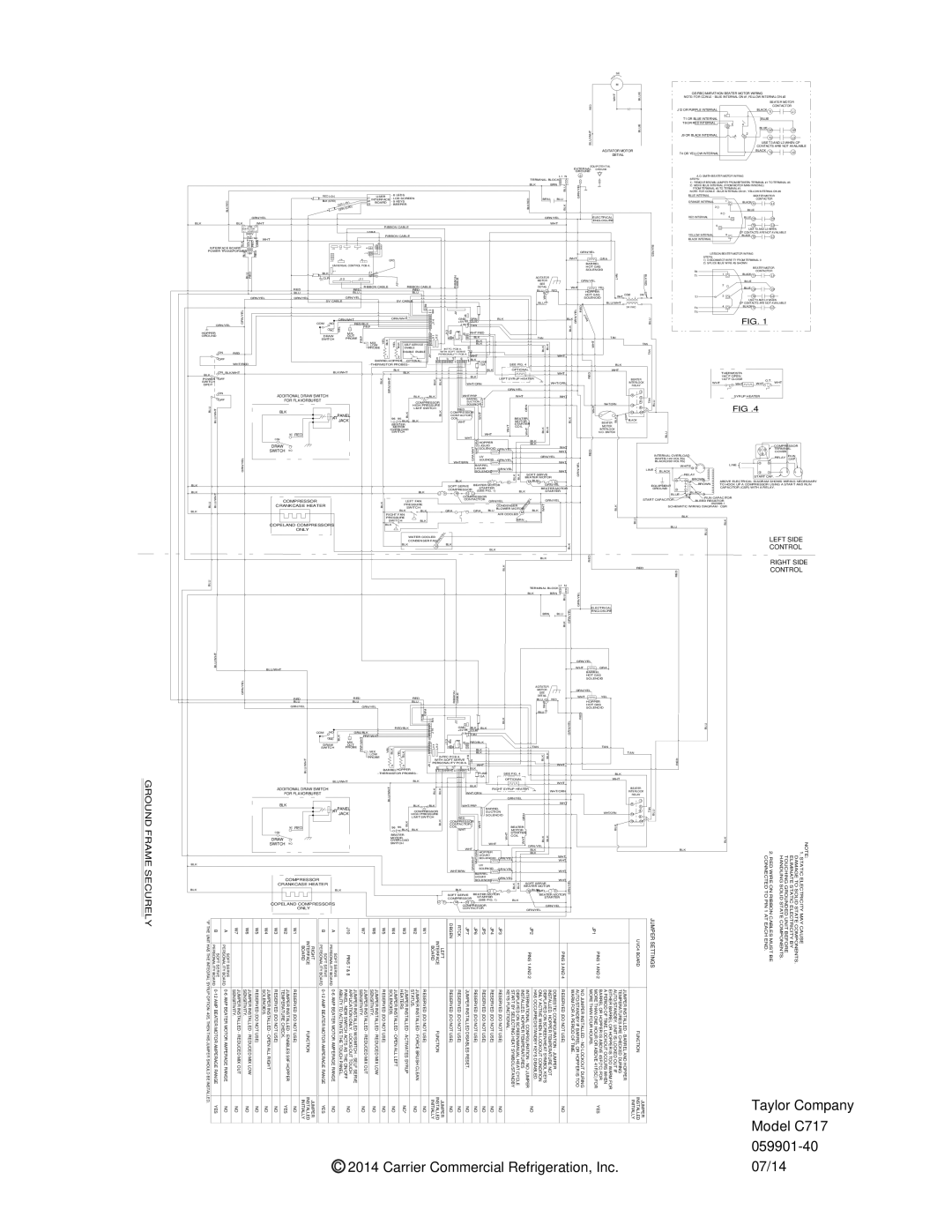 Taylor C709, C717 USE T3 and L3 When CP, Blk Wht Red Orn, Probe YEL BLK, Wht Blk, Blu Blu/Wht, WHT/GRA Solenoid, Red Blu 