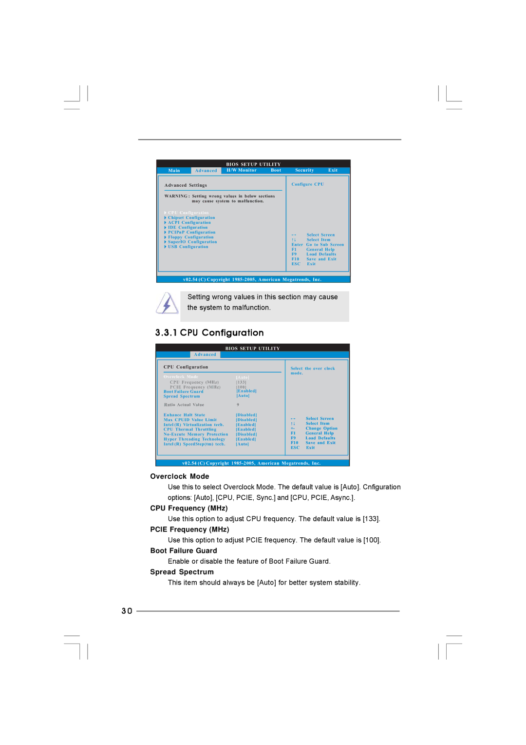 Taylor CONROE1333-DVI/H user manual CPU Configuration 