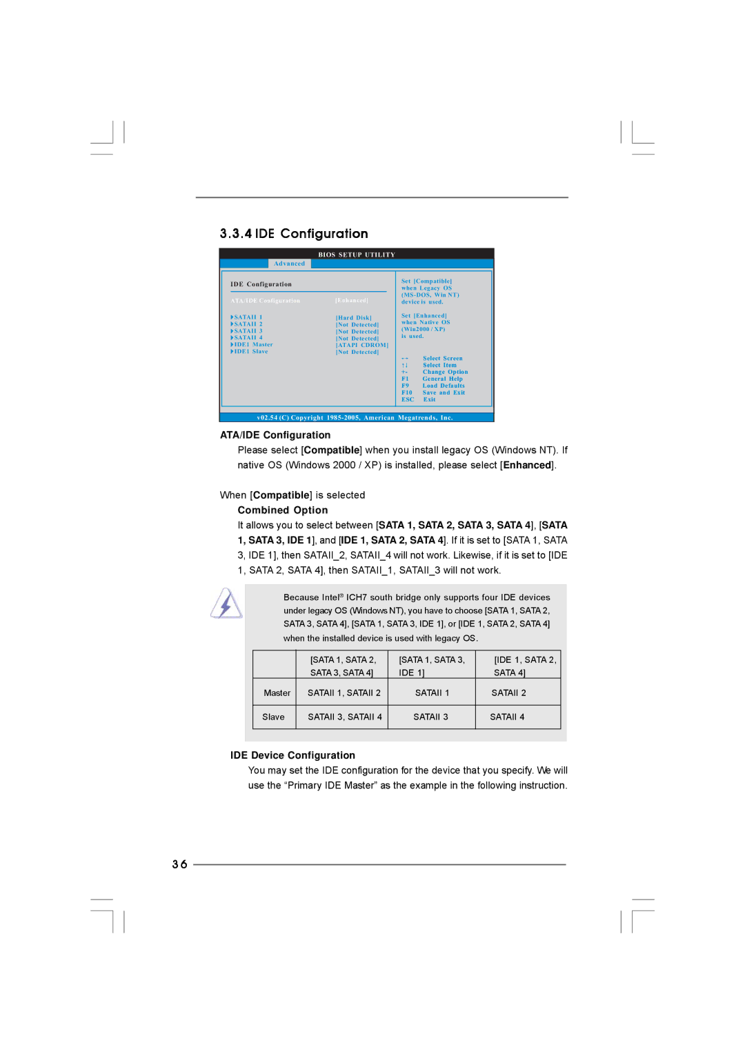 Taylor CONROE1333-DVI/H user manual ATA/IDE Configuration, Combined Option, IDE Device Configuration 