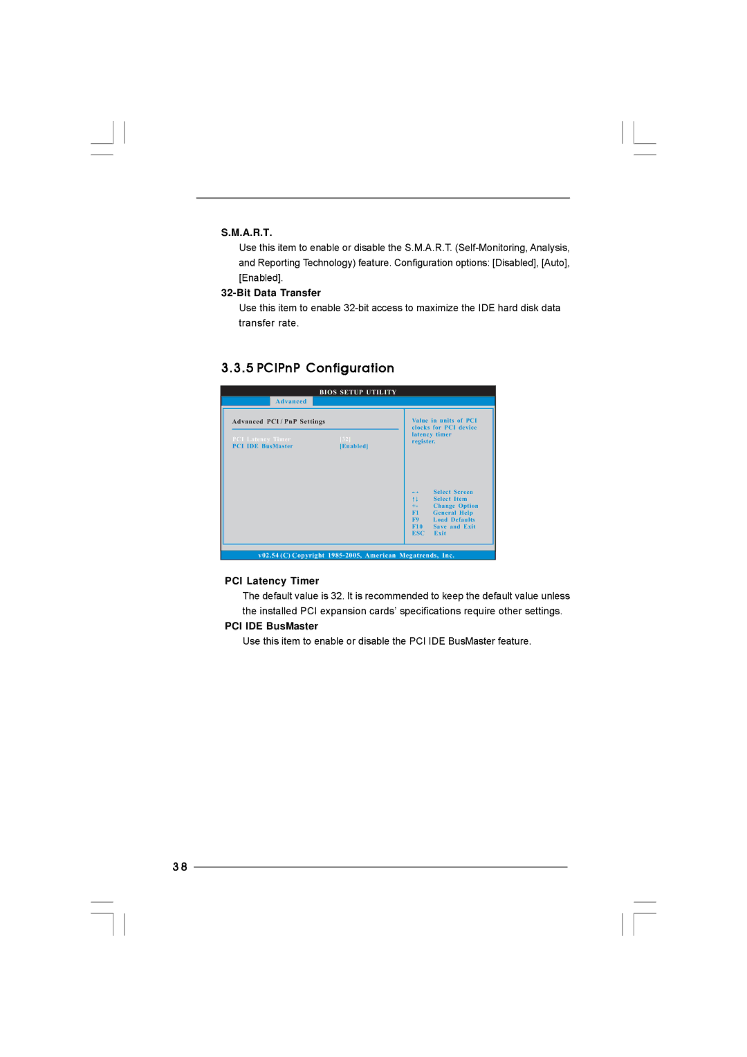 Taylor CONROE1333-DVI/H user manual PCIPnP Configuration, A.R.T, Bit Data Transfer, PCI Latency Timer, PCI IDE BusMaster 