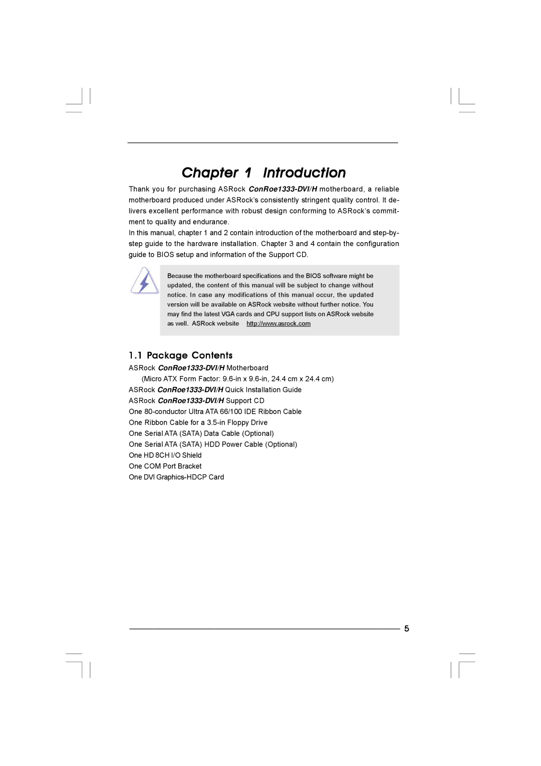 Taylor CONROE1333-DVI/H user manual Introduction, Package Contents 