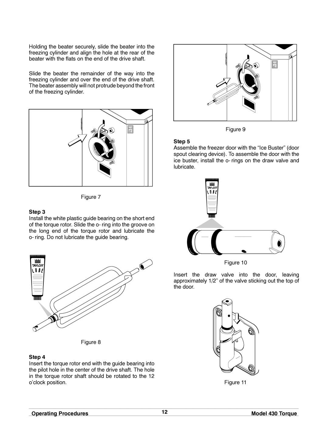 Taylor model 430 torque shake/slush freezer operating instructions Operating Procedures Model 430 Torque 