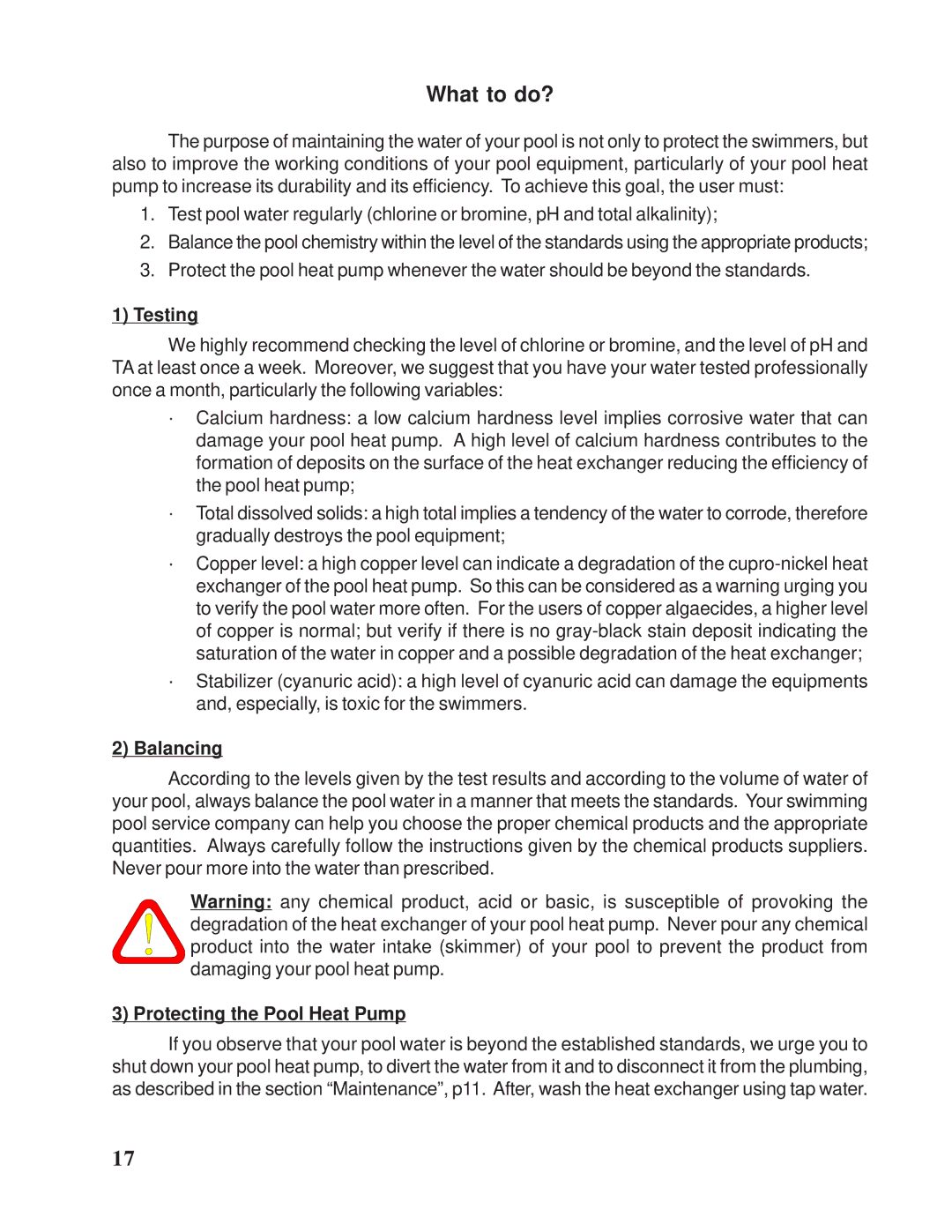 Taylor Pool Heat Pump owner manual What to do?, Testing 