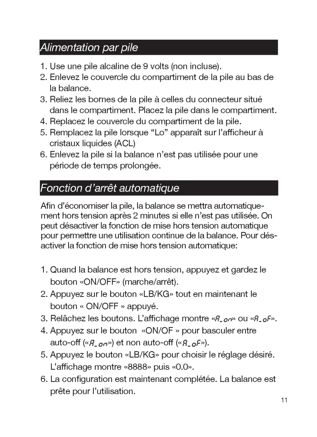 Taylor TE32C, TE10C instruction manual Alimentation par pile, Fonction d’arrêt automatique 