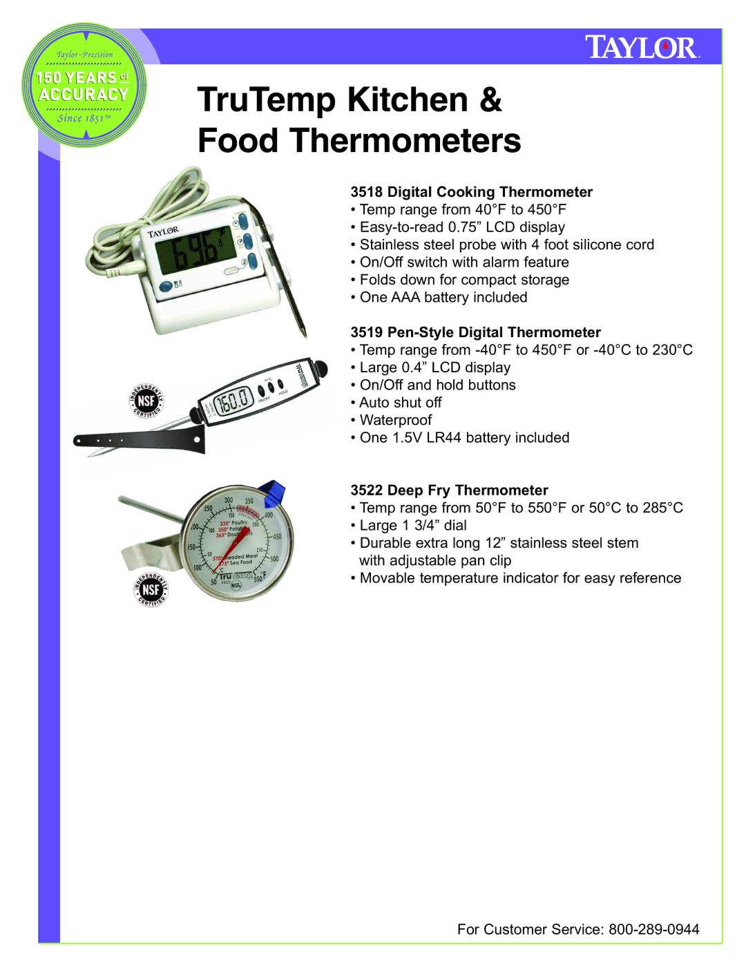 Taylor TruTemp manual Digital Cooking Thermometer, Pen-Style Digital Thermometer, Deep Fry Thermometer 