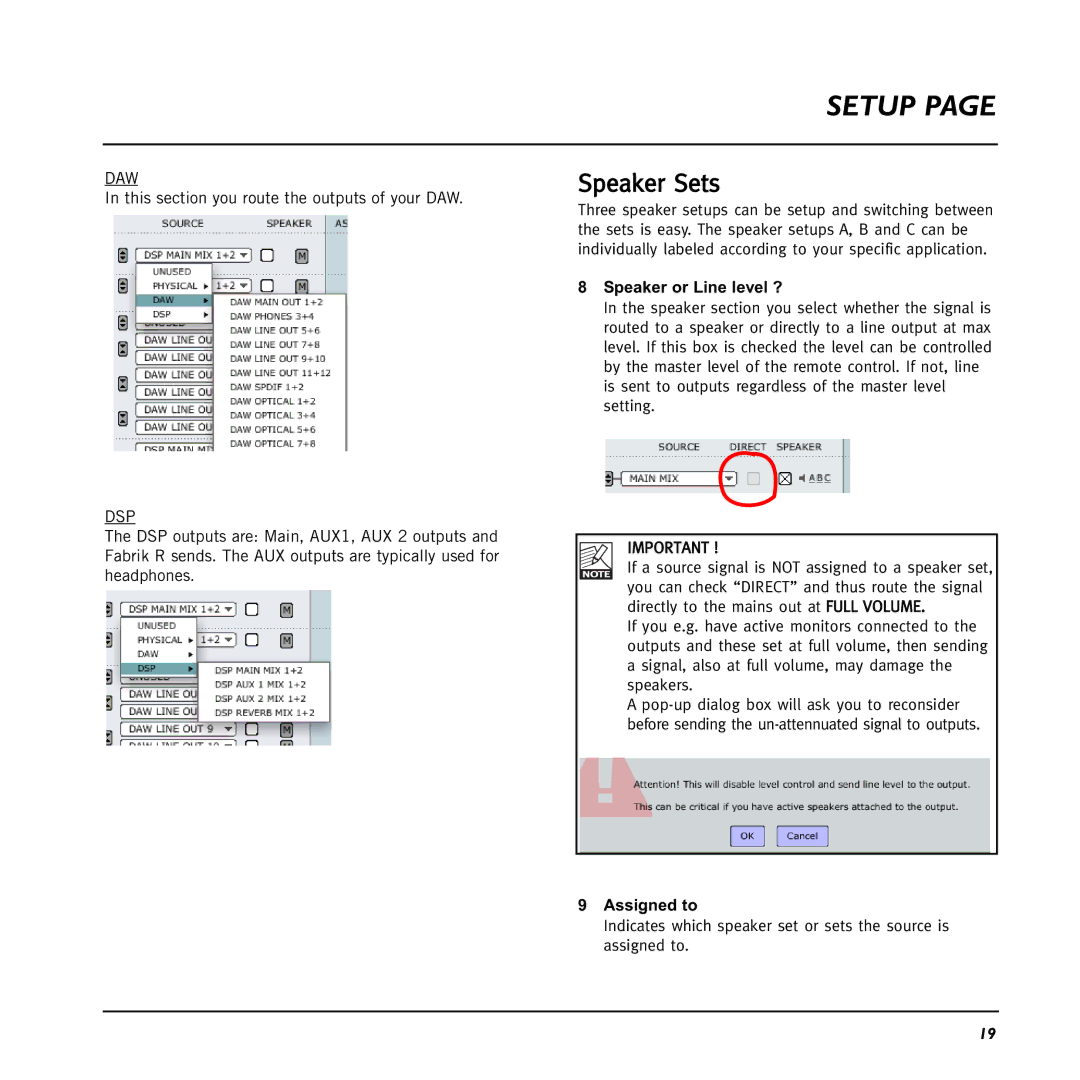 TC electronic SDN BHD 48 user manual Daw, Dsp, Speaker or Line level ?, Assigned to 