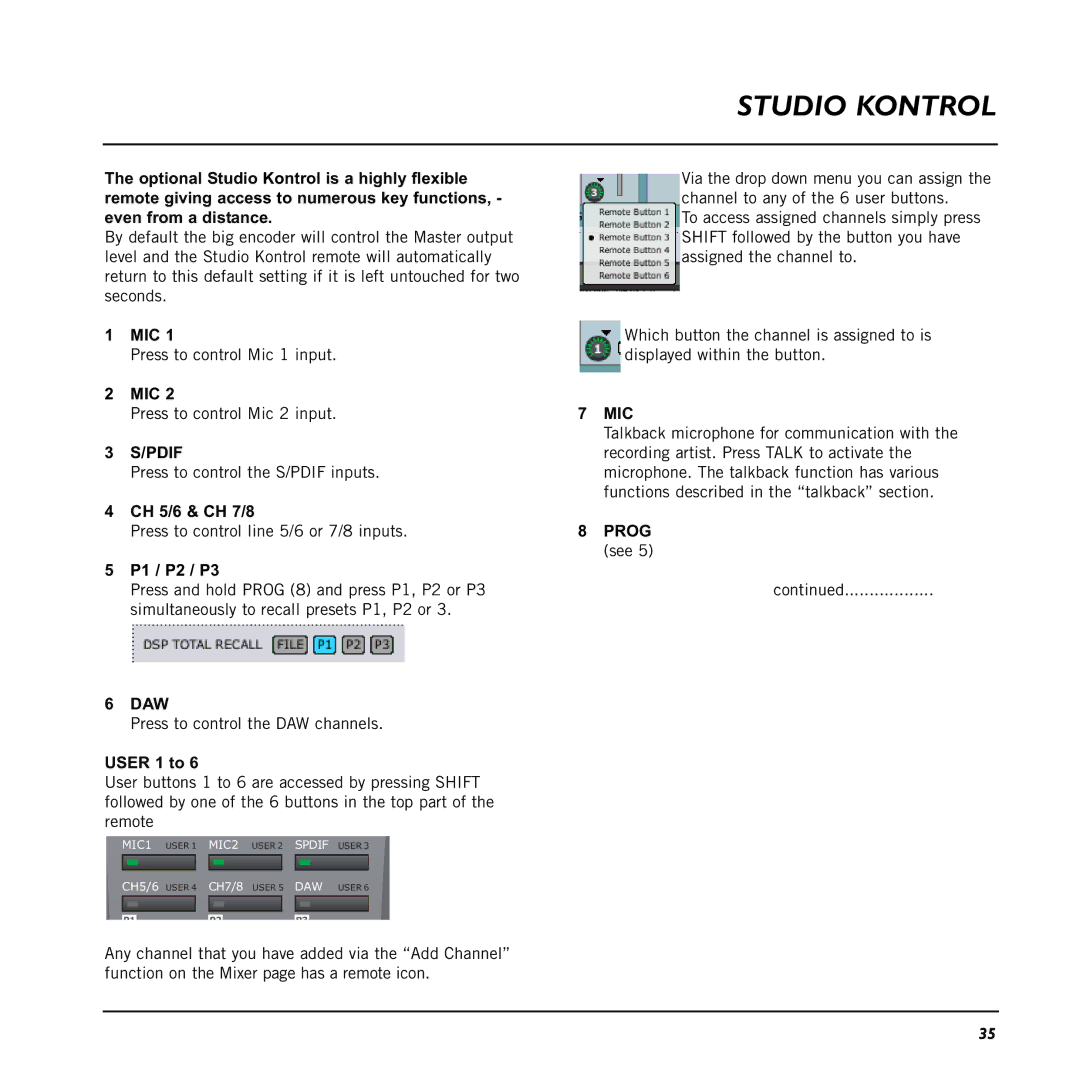 TC electronic SDN BHD 48 user manual Studio Kontrol 