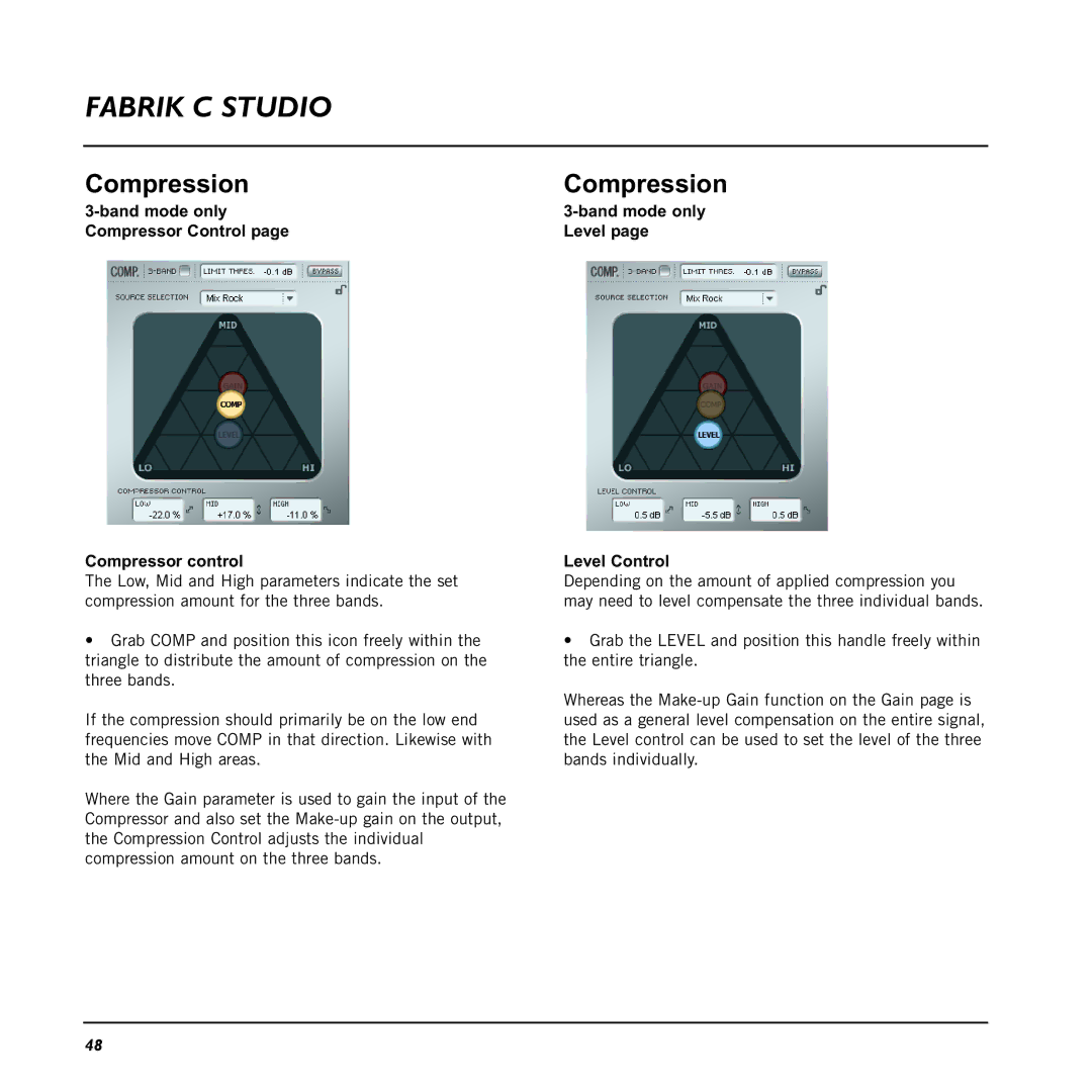 TC electronic SDN BHD 48 Band mode only Compressor Control Compressor control, Band mode only Level Level Control 