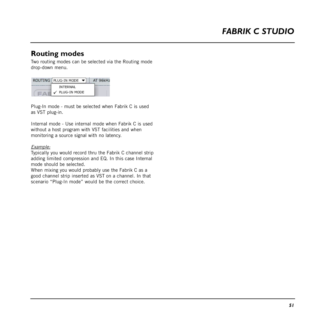 TC electronic SDN BHD 48 user manual Routing modes 