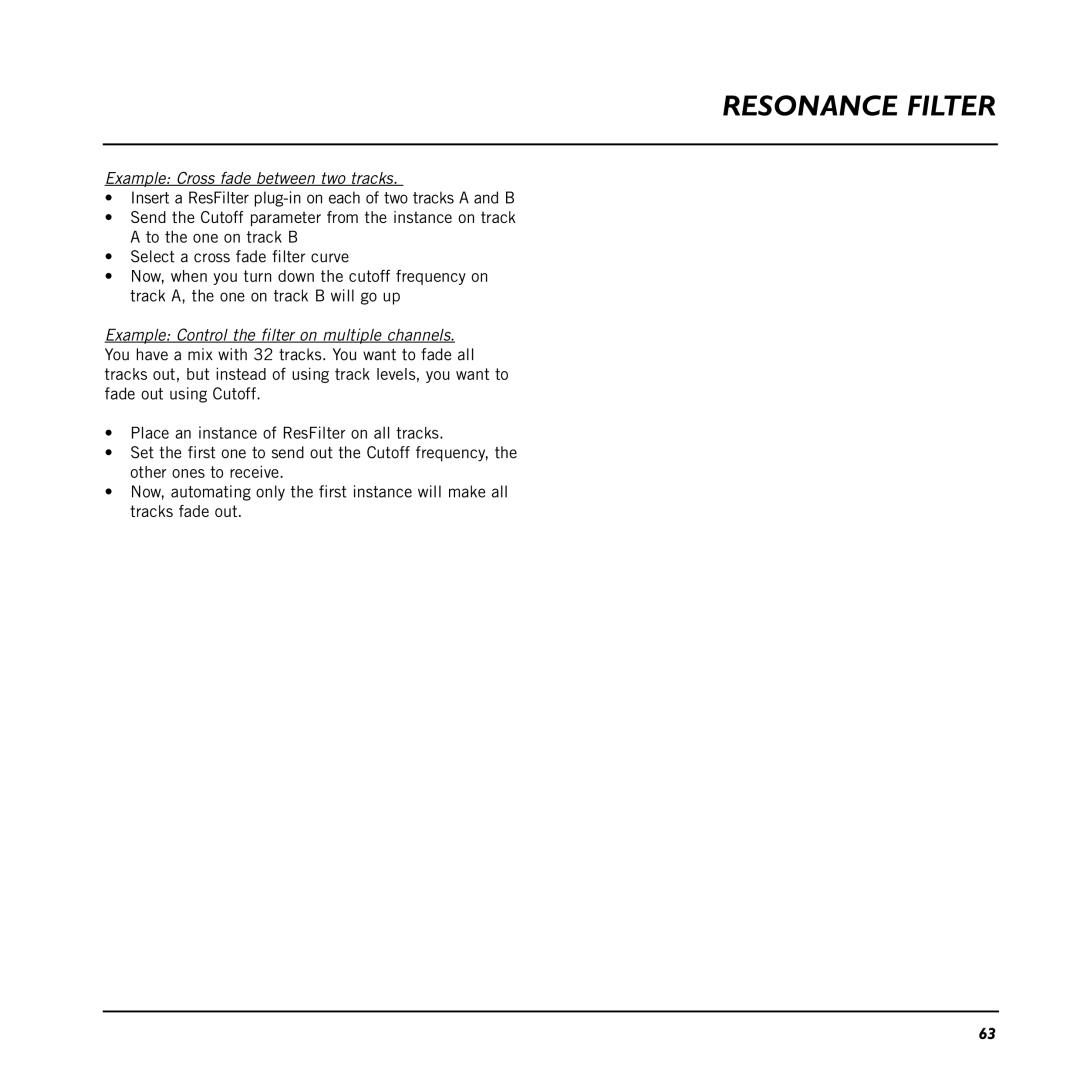 TC electronic SDN BHD 48 user manual Example Cross fade between two tracks 