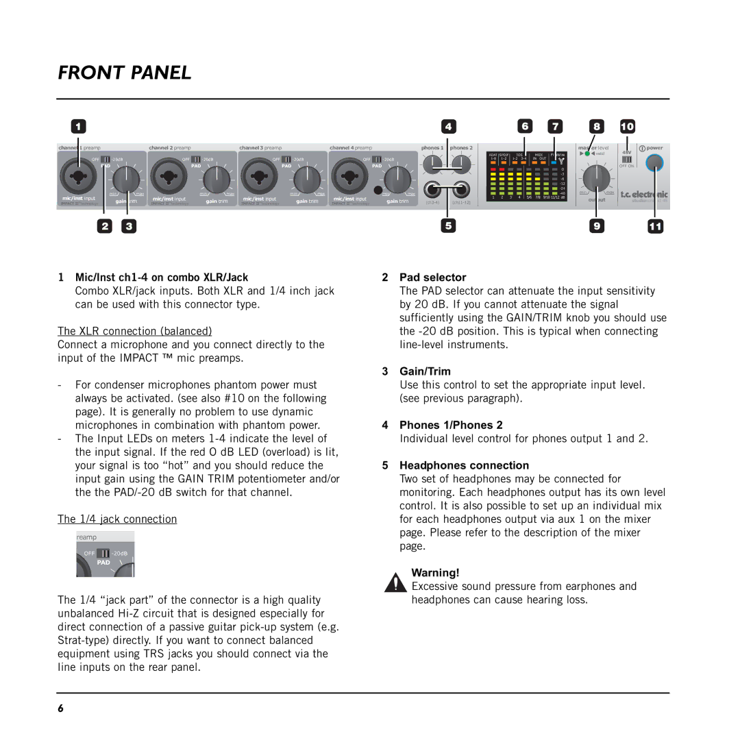 TC electronic SDN BHD 48 user manual Front Panel 