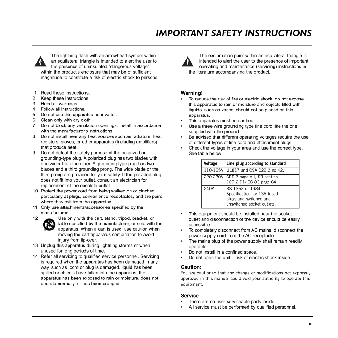 TC electronic SDN BHD 48 user manual Important Safety Instructions, Service 