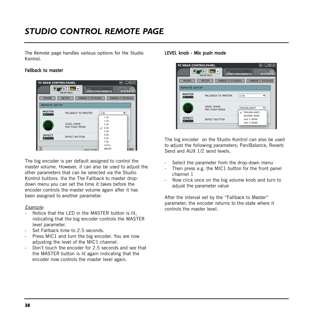 TC electronic SDN BHD 48 user manual Studio Control Remote Page 