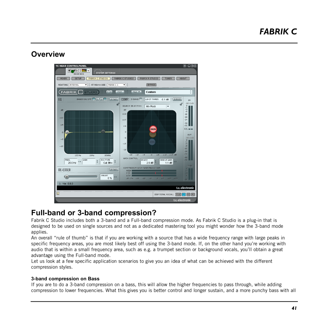 TC electronic SDN BHD 48 user manual Fabrik C, Overview Full-bandor 3-bandcompression?, bandcompression on Bass 