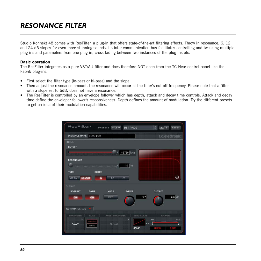 TC electronic SDN BHD 48 user manual Resonance Filter, Basic operation 
